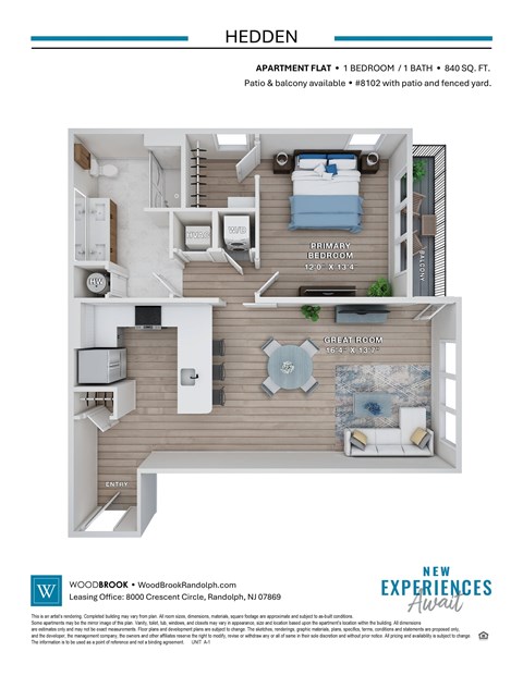 A floor plan for a new apartment complex called Hedden.